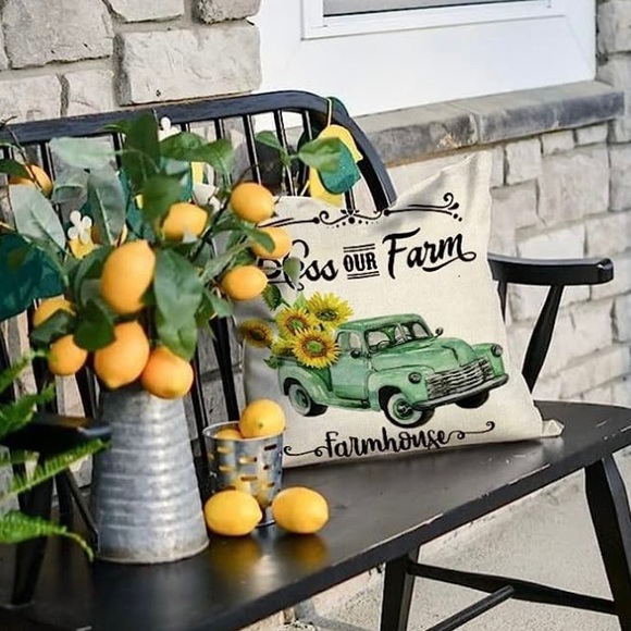 Set of 6 farmhouse style cushion covers 18” square with zipper closure - Picture 4 of 9